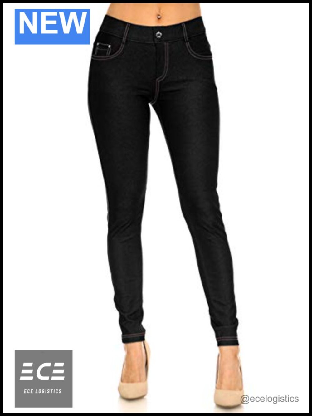 Women's Stretch Jegging Tights Five Pocket Pull On Skinny Fit Pants